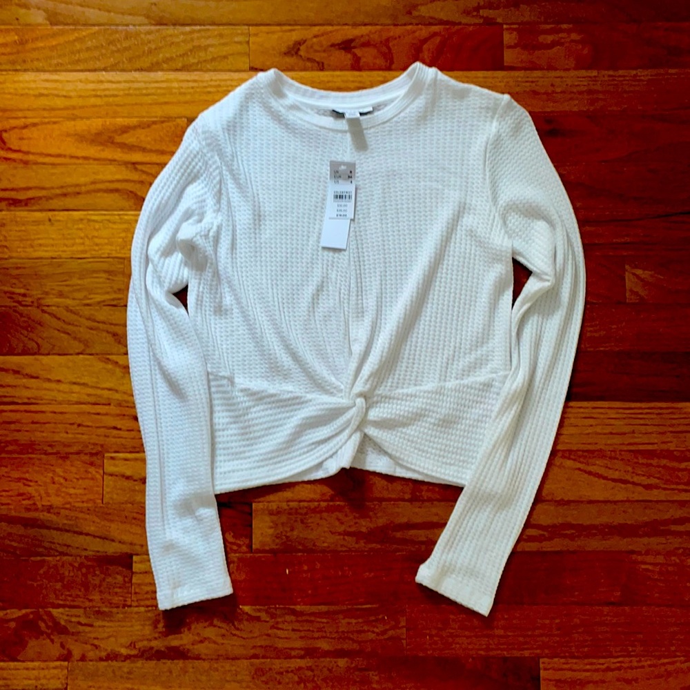TopShop white thermal long sleeve with twist